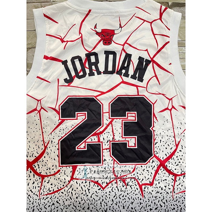 Camiseta Chicago Bulls Michael Jordan NO 23 Mitchell & Ness Blanco Rojo